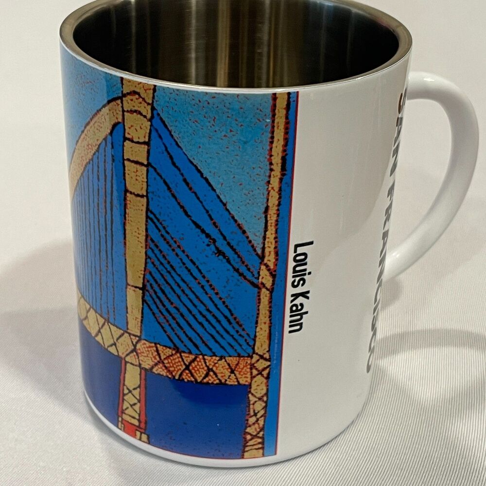 ~ Rare NEW Louis Kahn Mug San Francisco Golden Gate Bridge, Stainless NWT HTF